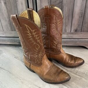 Nocona‎ Cowboy Boots Brown Leather Womens 10 D Made in USA Western Stitching